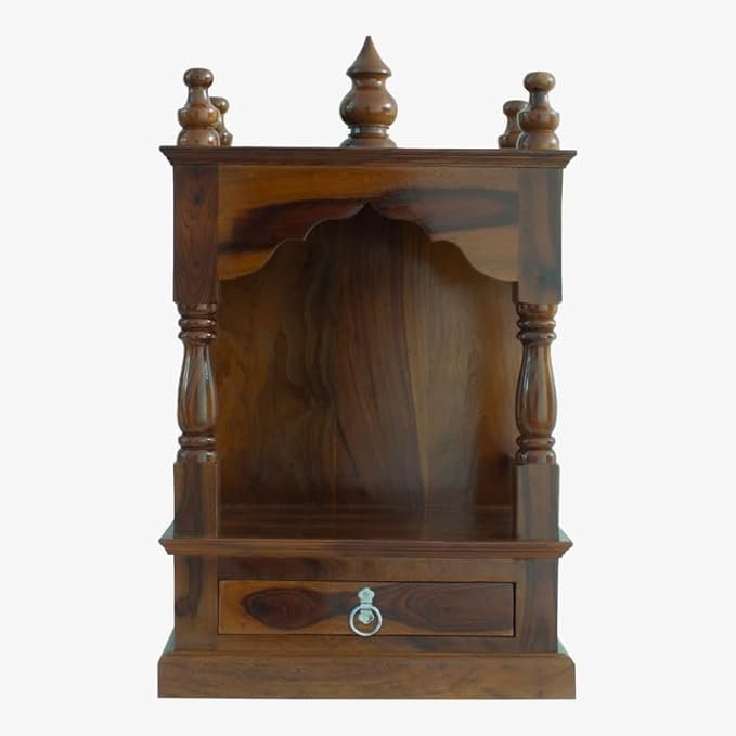 Modern Heritage Solid Wood Home Temple with Drawer and Cabinet Storage - Image 2