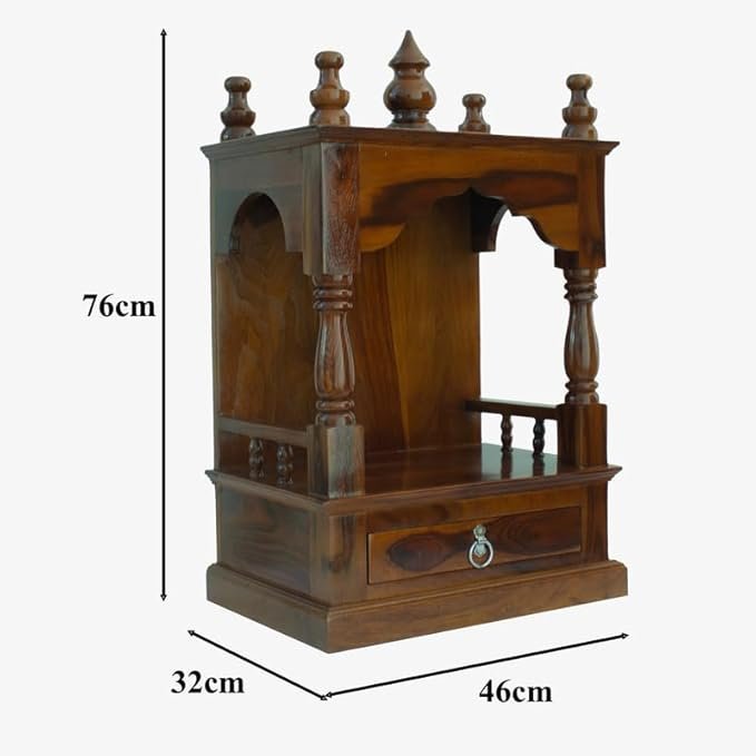 Modern Heritage Solid Wood Home Temple with Drawer and Cabinet Storage - Image 4