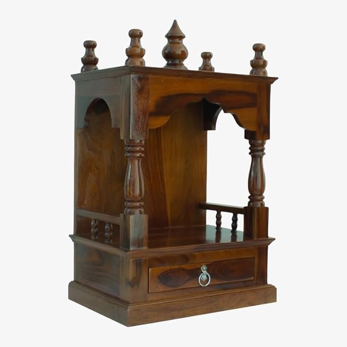 Modern Heritage Solid Wood Home Temple with Drawer and Cabinet Storage - Image 5