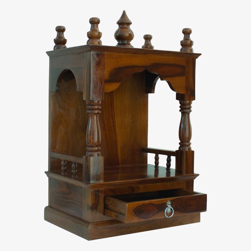 Modern Heritage Solid Wood Home Temple with Drawer and Cabinet Storage - Image 6