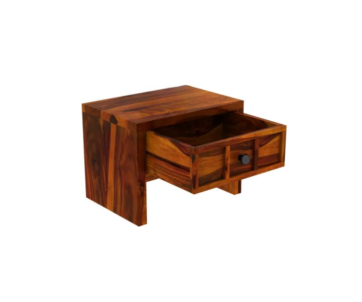 Modern Natural Wood Bedside Table with Storage - Image 3