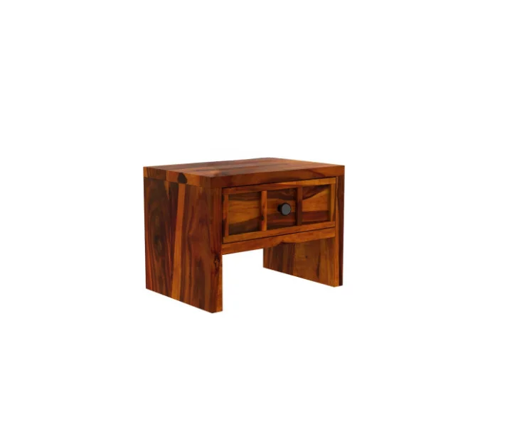 Modern Natural Wood Bedside Table with Storage - Image 4