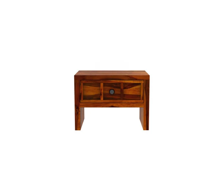 Modern Natural Wood Bedside Table with Storage - Image 5