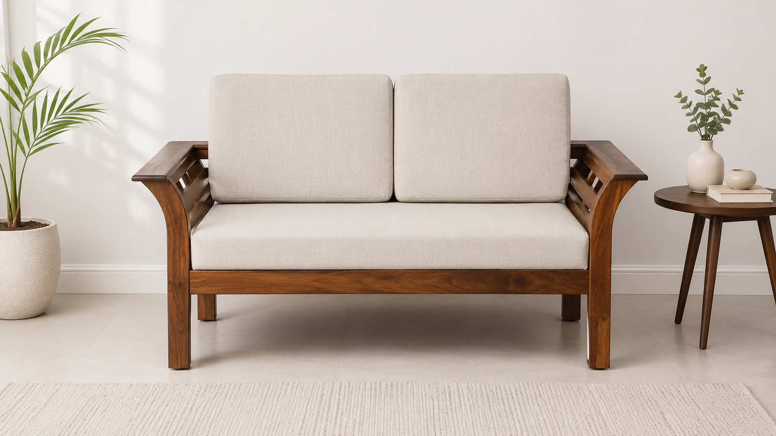 Monarch Premium Solid Sheesham Wood 2 Seater Sofa in Classic Honey Finish