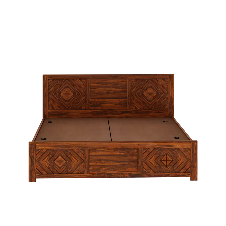 Morvella Premium Wooden Bed with Sturdy Construction in Natural Teak Finish - Image 6