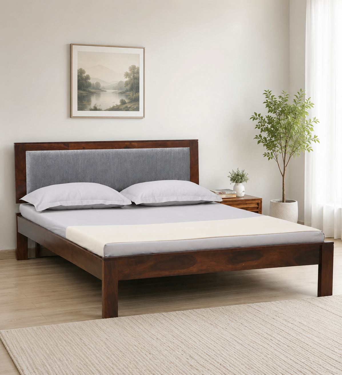 Morvik Handcrafted Solid Sheesham Wood Double Bed