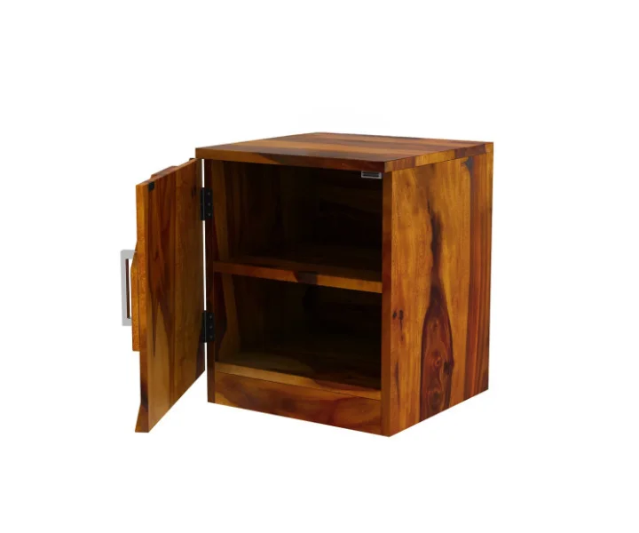 Natural Finish Bedside Table with Open Shelf - Image 4