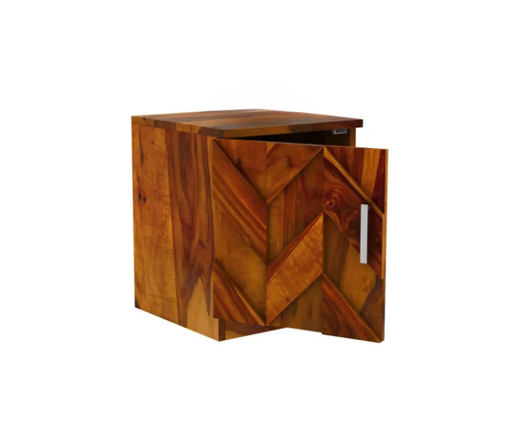 Natural Finish Bedside Table with Open Shelf - Image 6
