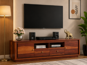 Natural Finish Sheesham Wood TV Stand