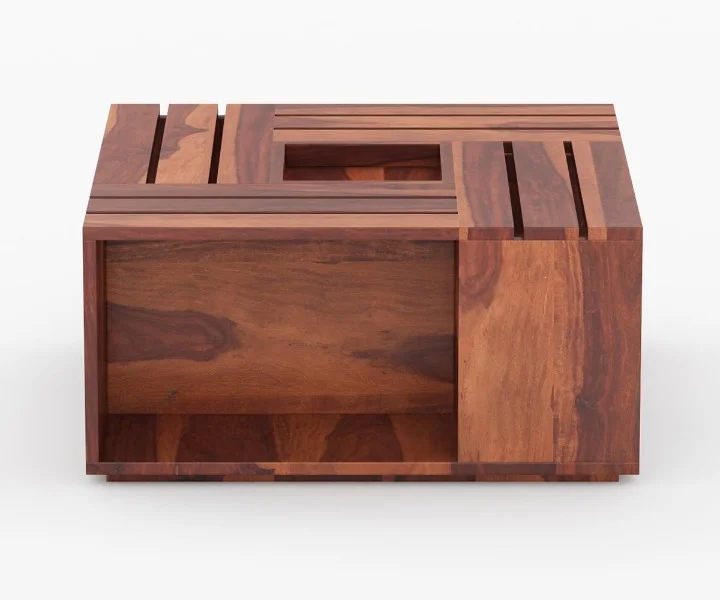 Natural Finish Solid Sheesham Wood Coffee Table for Living Room - Image 2