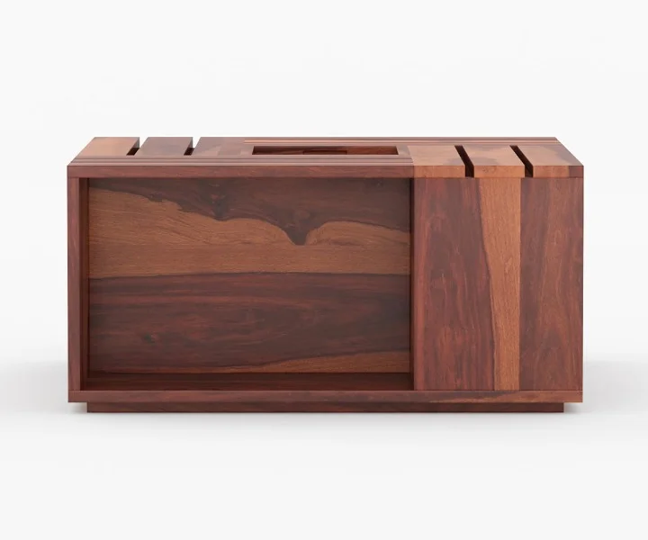 Natural Finish Solid Sheesham Wood Coffee Table for Living Room - Image 3