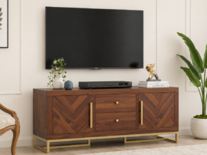 Natural Sheesham Wood TV Unit