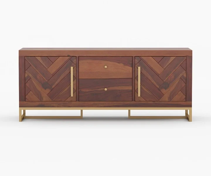 Natural Sheesham Wood TV Unit - Image 2