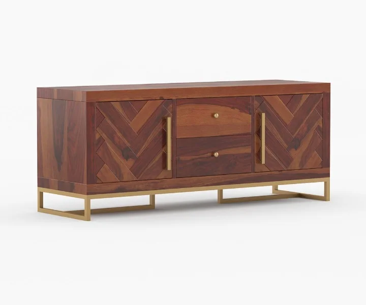 Natural Sheesham Wood TV Unit - Image 3