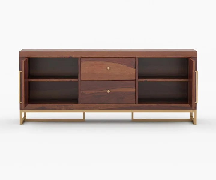 Natural Sheesham Wood TV Unit - Image 4