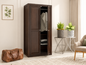 Natural Solid Sheesham Wood 2 Door Wardrobe