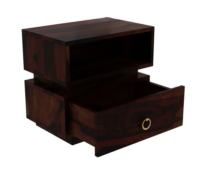Natural Solid Sheesham Wood Bedside Table - Image 3