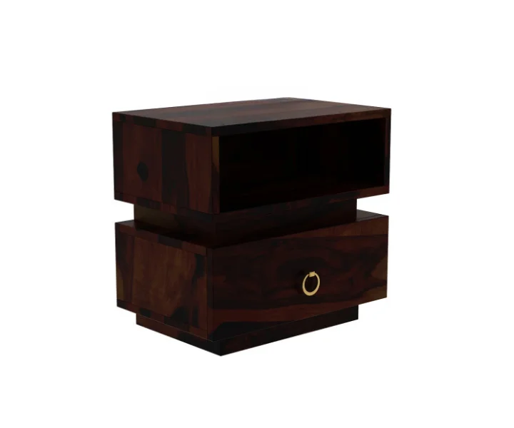 Natural Solid Sheesham Wood Bedside Table - Image 4