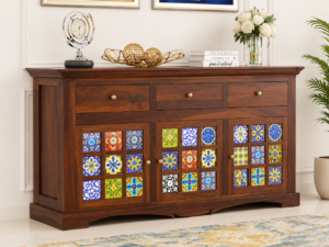Naturewood Solid Sheesham Wood Cabinet in Honey Finish