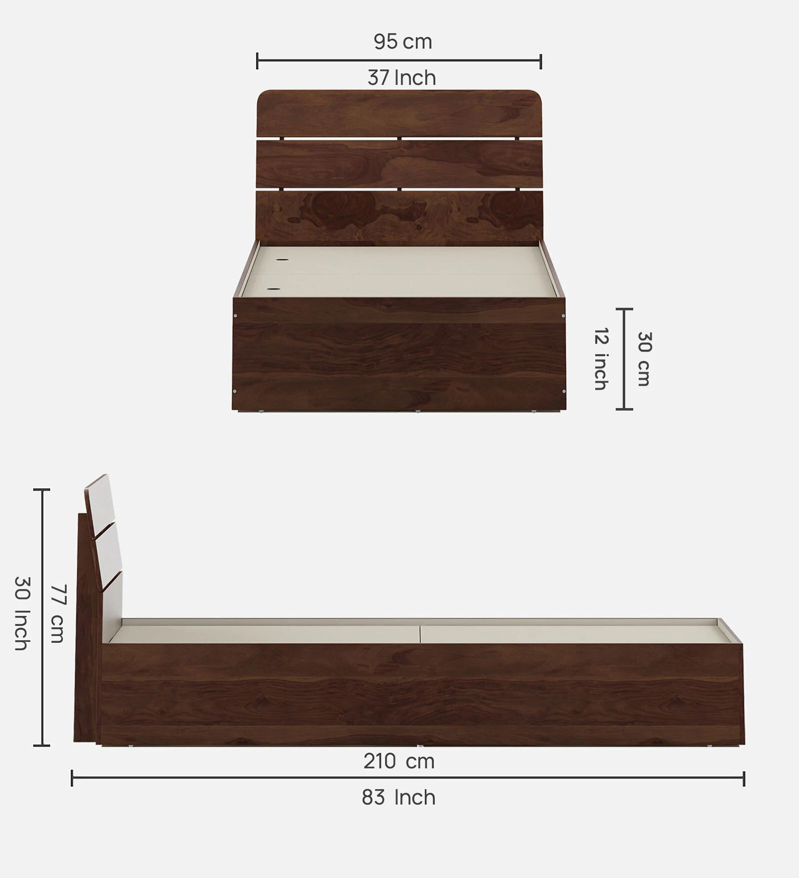 Nordic Luxury Wooden Single Bed with Natural Wood Grain Finish - Image 2