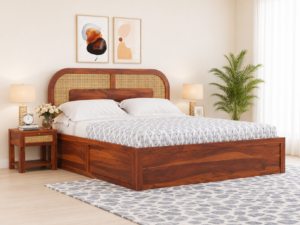 Nordic Premium Solid Sheesham Wood Bedroom Storage Bed