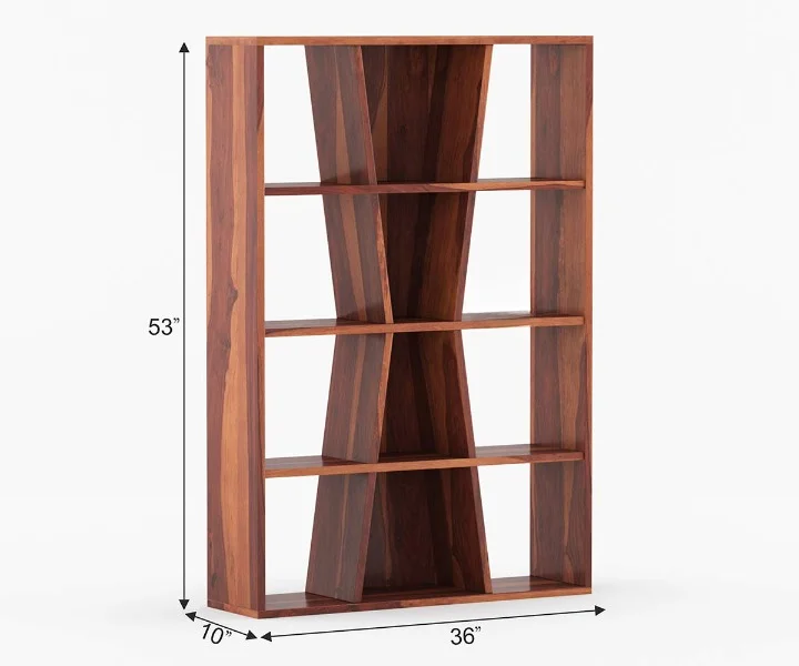 Nordic Style Solid Sheesham Wood Display Bookshelf for Modern Homes - Image 5