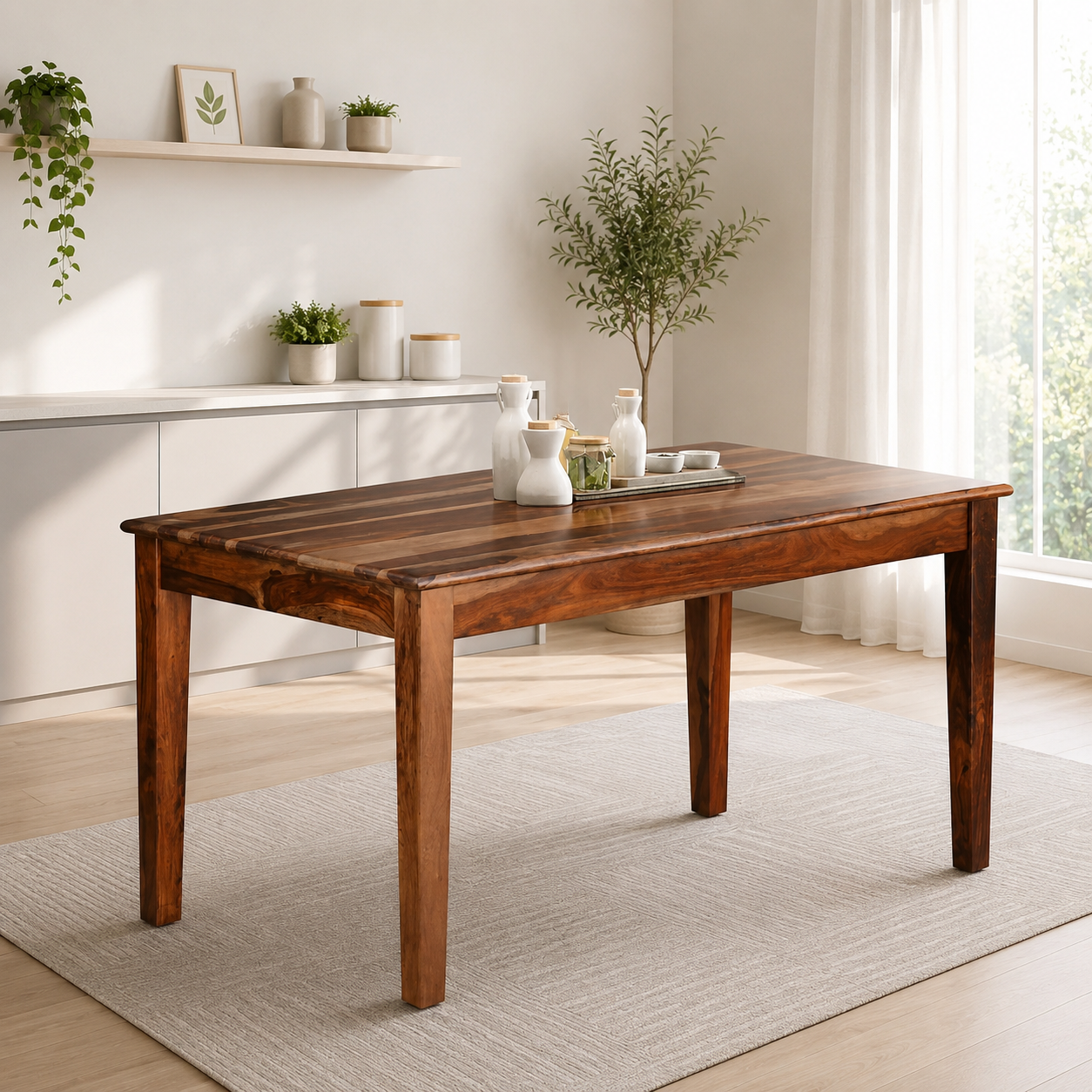 Norell Handcrafted Solid Sheesham Wood Dining Table