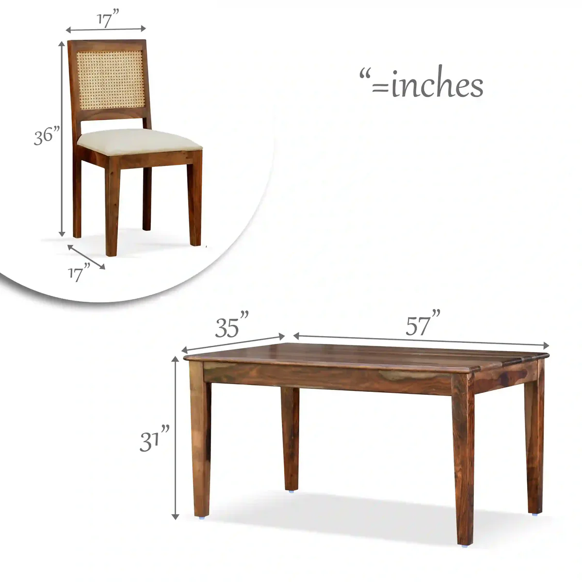 Norell Handcrafted Solid Sheesham Wood Dining Table - Image 2