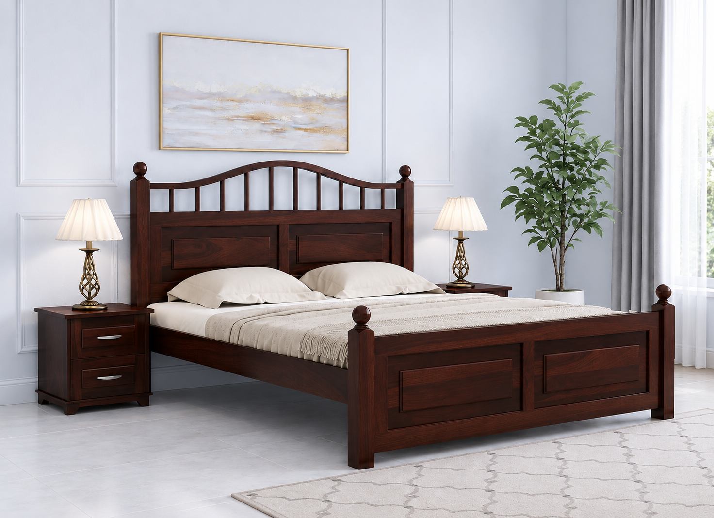 Noresta Solid Wood Bed in Honey Oak Finish