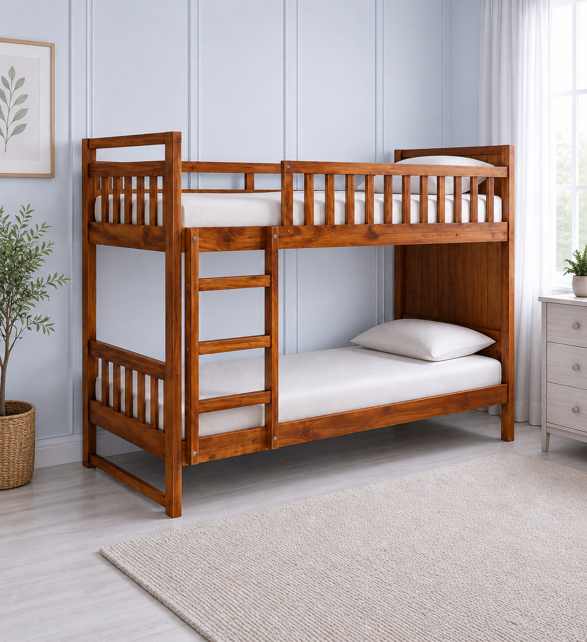 Norvick Sheesham Wood Bunk Bed in Honey Oak Finish