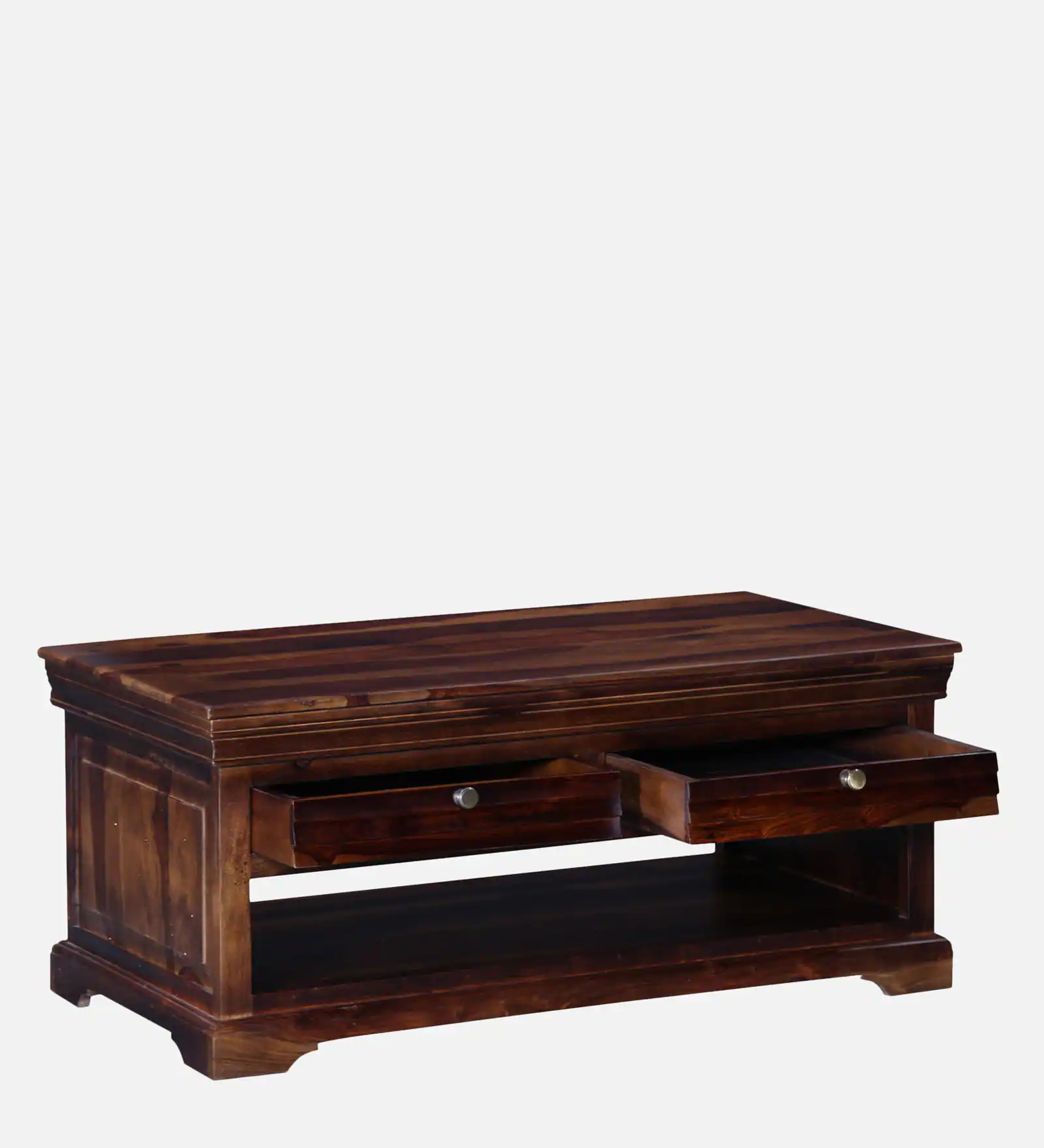 Norwick Handcrafted Sheesham Wood Coffee Table with Shelf - Image 2