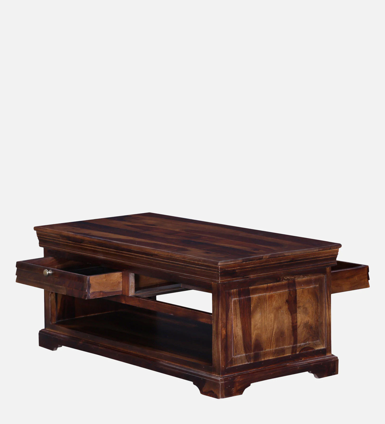 Norwick Handcrafted Sheesham Wood Coffee Table with Shelf - Image 7