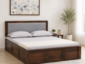 Norwick Premium Wooden Bed with Upholstered Headboard
