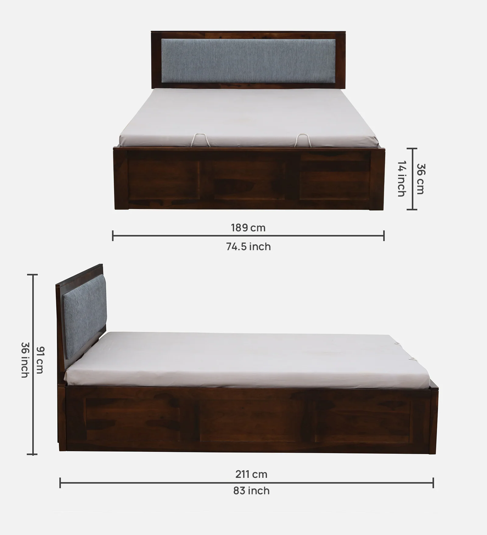 Norwick Premium Wooden Bed with Upholstered Headboard - Image 9