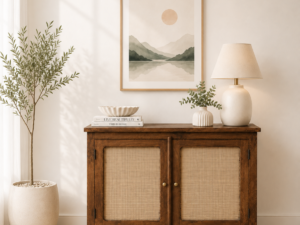 Norwick Sheesham Wood 2 Door Storage Cabinet in Rustic Walnut Finish