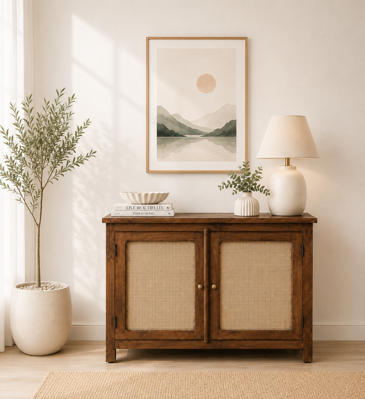 Norwick Sheesham Wood 2 Door Storage Cabinet in Rustic Walnut Finish
