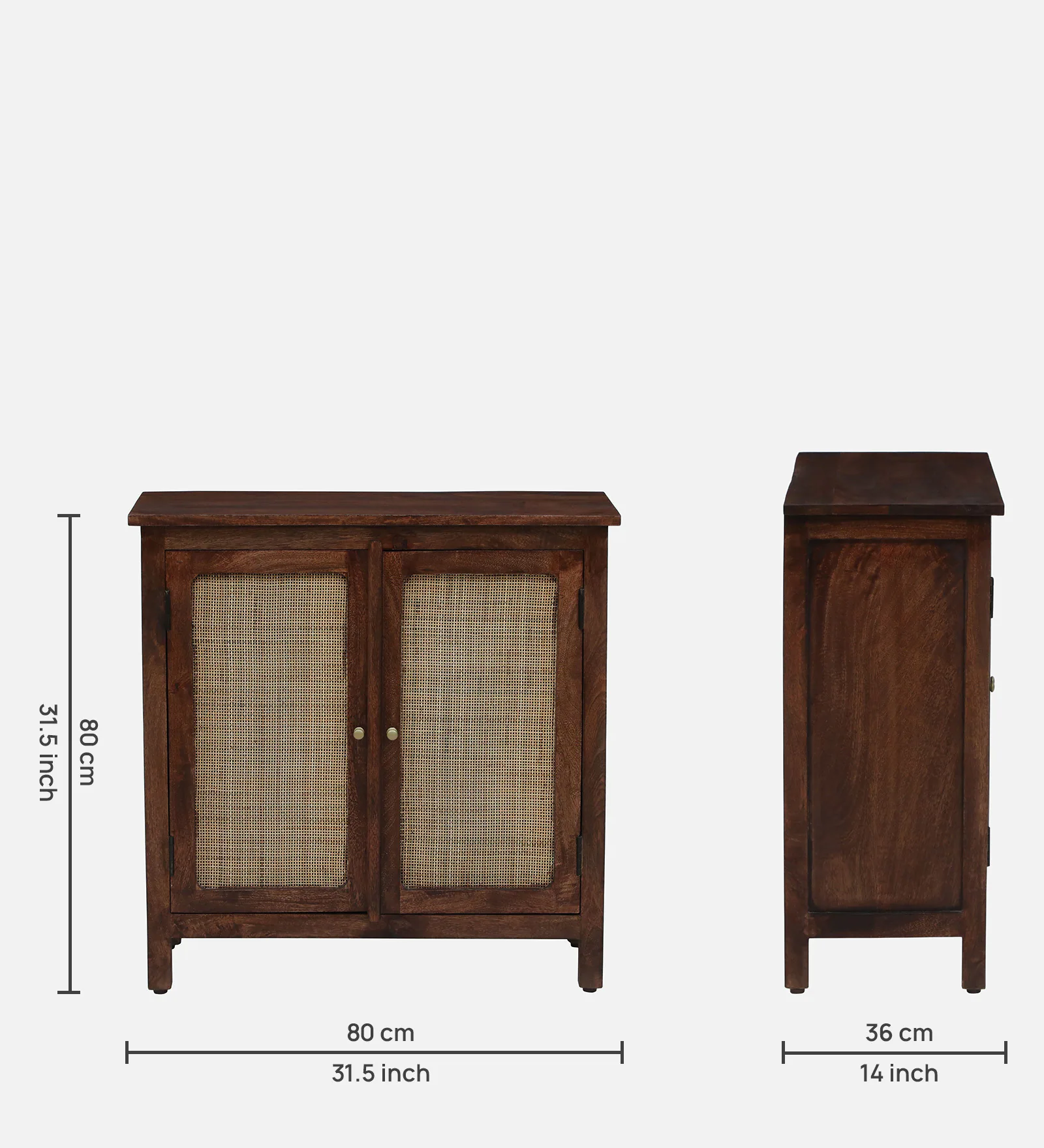Norwick Sheesham Wood 2 Door Storage Cabinet in Rustic Walnut Finish - Image 5