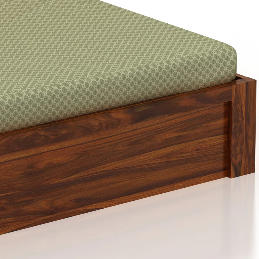 Novara Premium Sheesham Wood Bed with Handcrafted Wooden Frame - Image 2