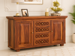 Oak Heritage Solid Sheesham Wood Multi Storage Cabinet in Teak Finish