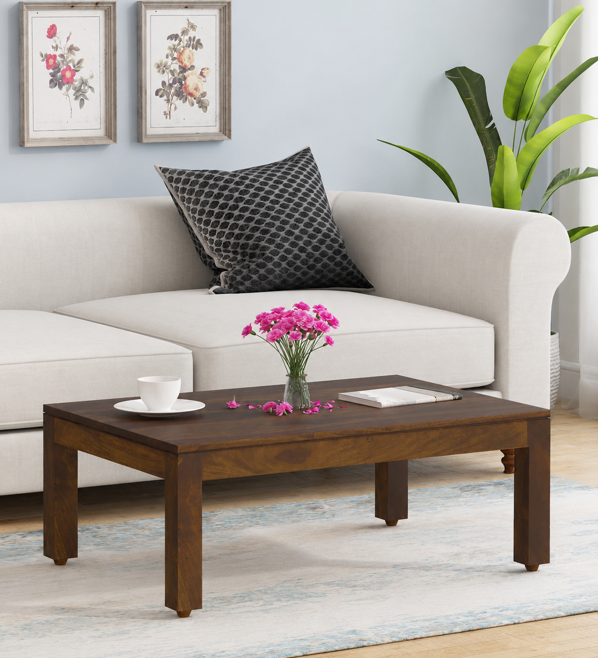 Oakbridge Modern Solid Wood Coffee Table with Open Storage Unit