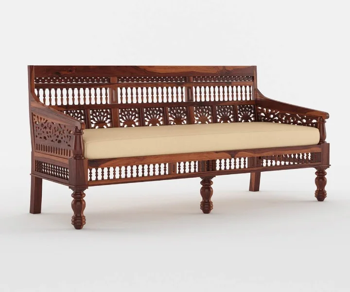 Oakmere Premium Natural Finish Wooden Sofa Set - Image 4