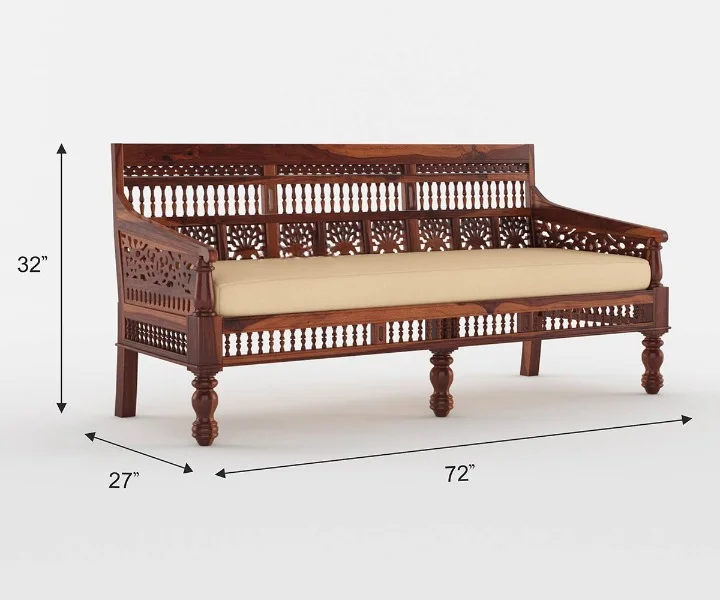 Oakmere Premium Natural Finish Wooden Sofa Set - Image 7