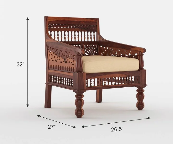 Oakmere Premium Natural Finish Wooden Sofa Set - Image 8