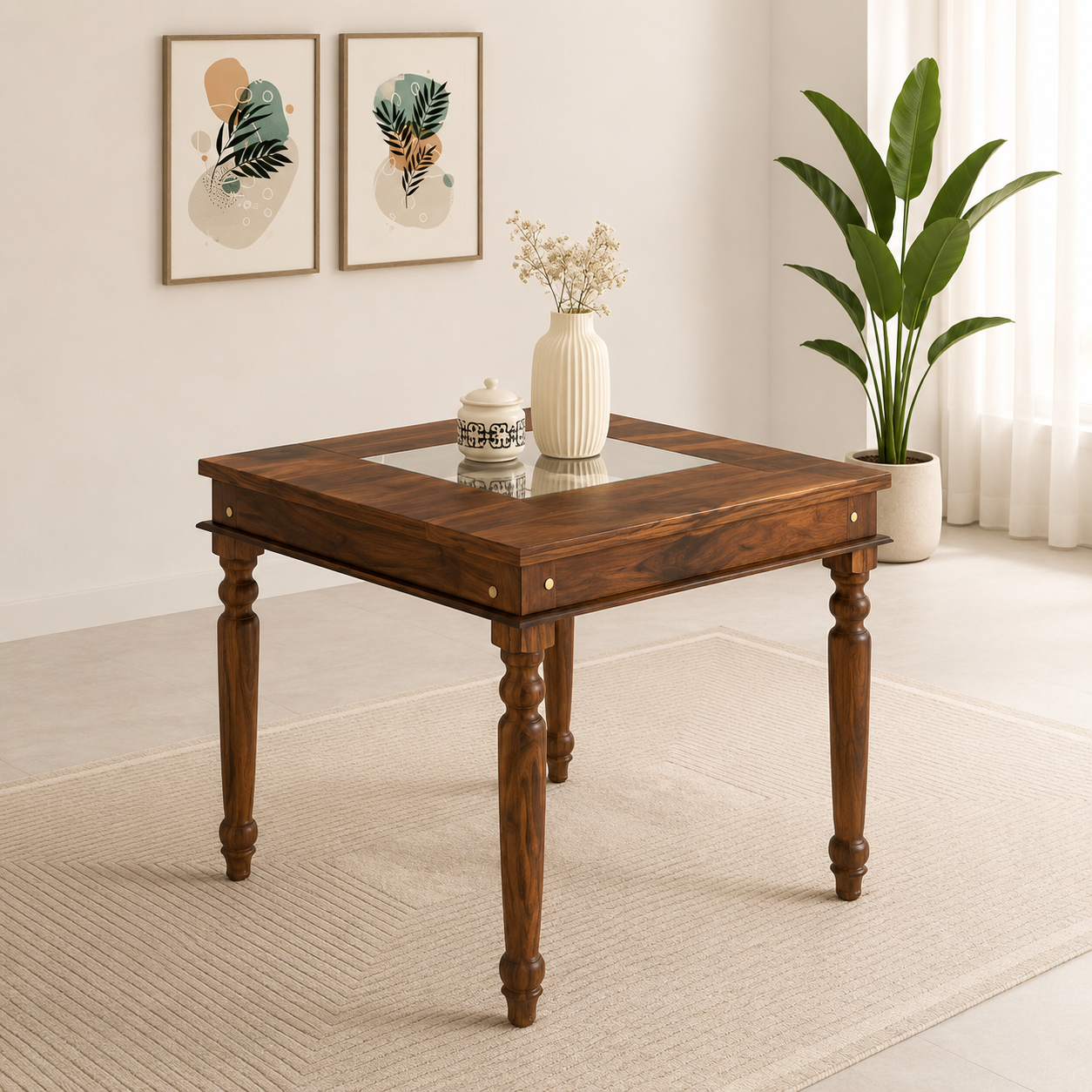 Oakmere Premium Solid Sheesham Wood Dining Table
