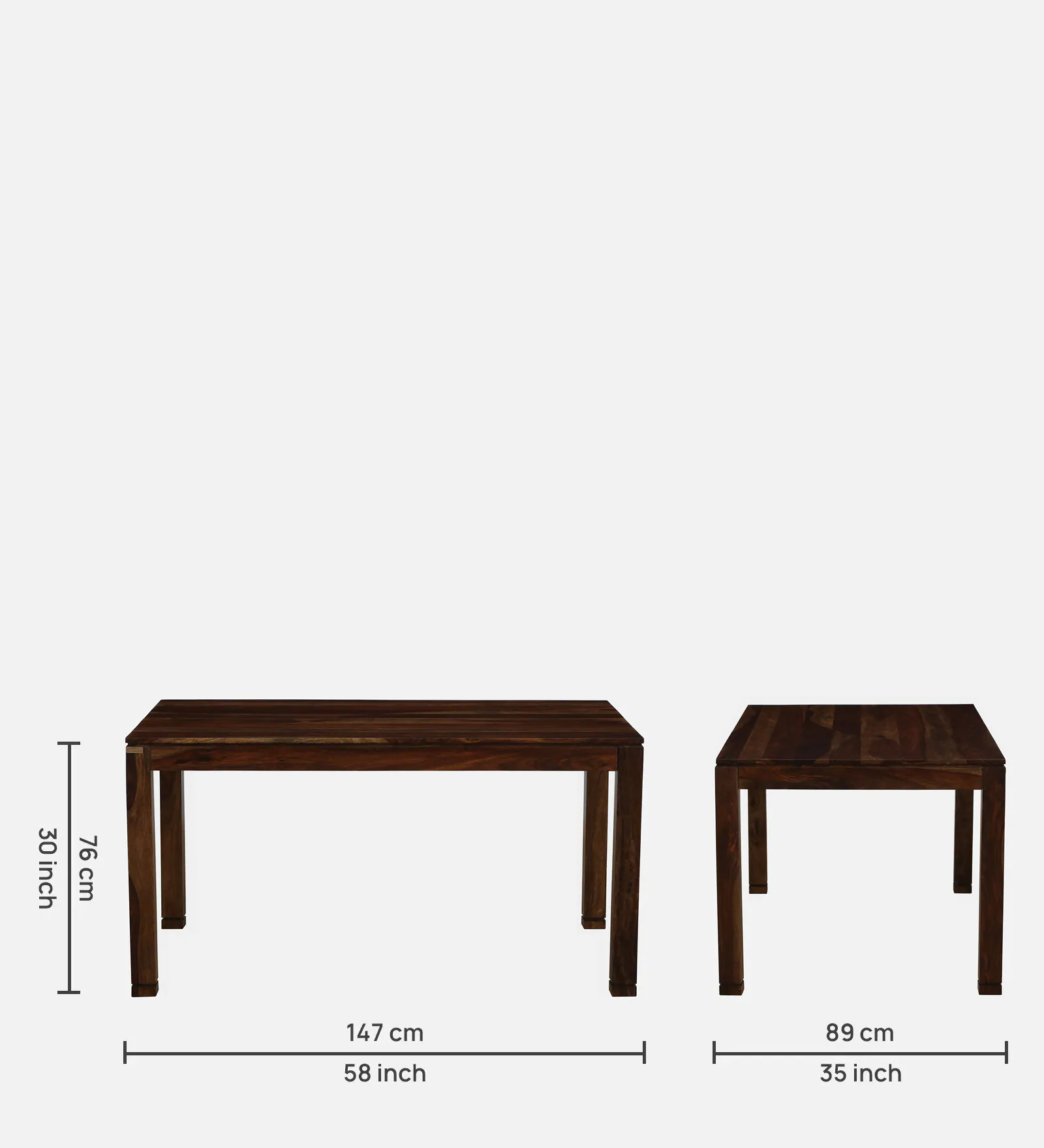 Oakmere Solid Sheesham Wood 6 Seater Dining Set with Cushioned Chairs - Image 5