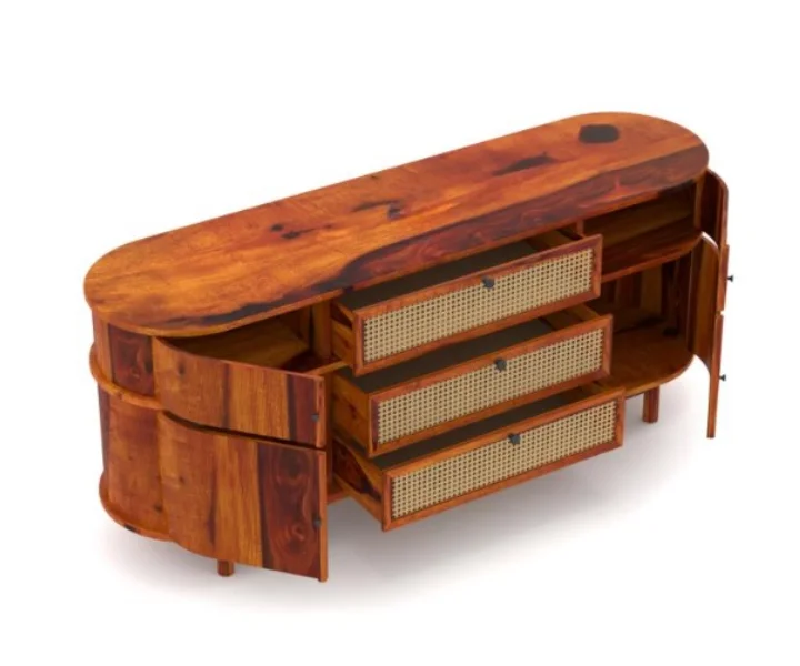Oakmere Solid Sheesham Wood Storage Cabinet in Natural Finish - Image 3