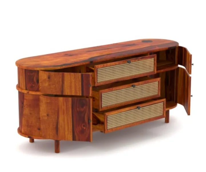 Oakmere Solid Sheesham Wood Storage Cabinet in Natural Finish - Image 4