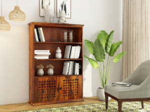 Oakridge Premium Solid Sheesham Wood Book Storage Cabinet with Open Shelves