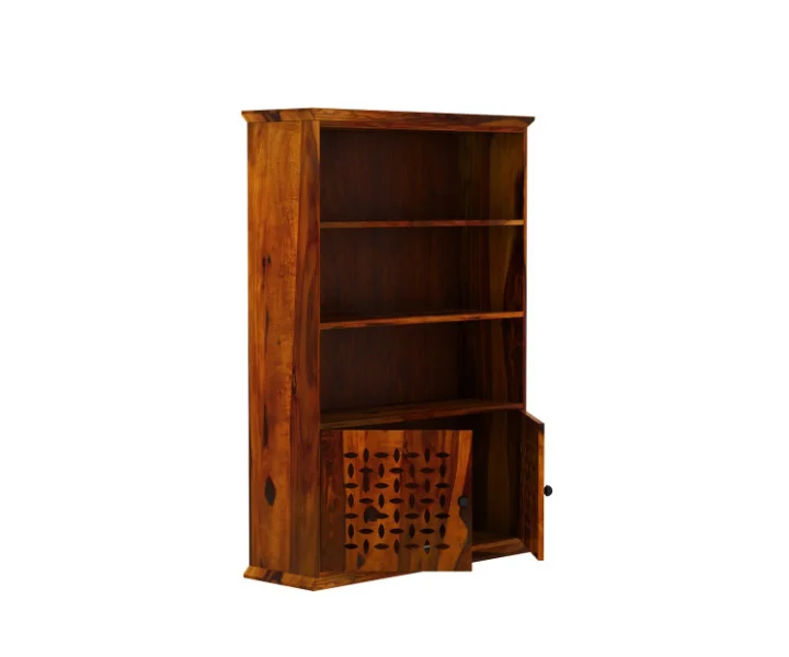 Oakridge Premium Solid Sheesham Wood Book Storage Cabinet with Open Shelves - Image 2