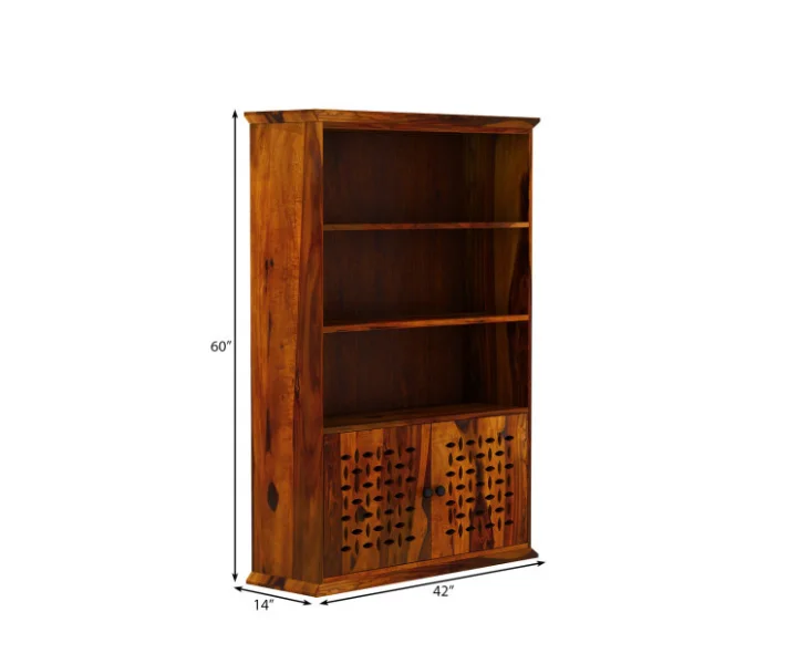 Oakridge Premium Solid Sheesham Wood Book Storage Cabinet with Open Shelves - Image 3